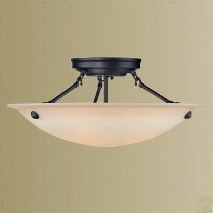 Livex Lighting 5626-07 Home Basics 3 Light Bronze Semi Flush Mount with Honey Alabaster Glass