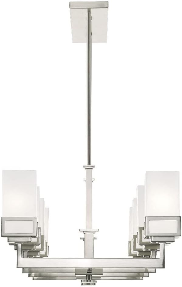 Livex Lighting 40198-91 Harding 8 Light Linear Chandelier, 44" x 17.75" x 20.5", Brushed Nickel