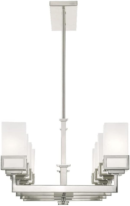 Livex Lighting 40198-91 Harding 8 Light Linear Chandelier, 44" x 17.75" x 20.5", Brushed Nickel