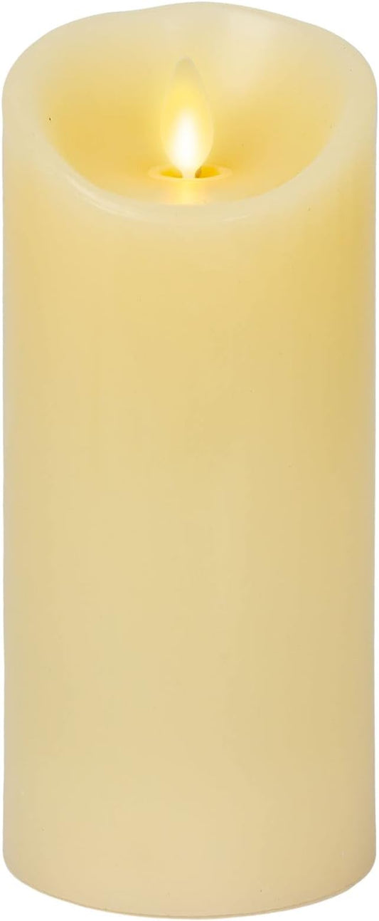 Luminara Flameless LED Battery Operated Ivory Pillar Candle, Flickering Realistic Moving Flame, 3" x 6.5" Real Wax Indoor Home Bathroom Decor Candle