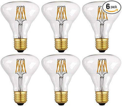 Vintage LED Edison Bulb R80/BR30 8W Dimmable Filament Bulb, LED Flood Light Reflector Bulb, 2700K Warm White E26 750Lumen, 70W Equivalent (6 Pack)