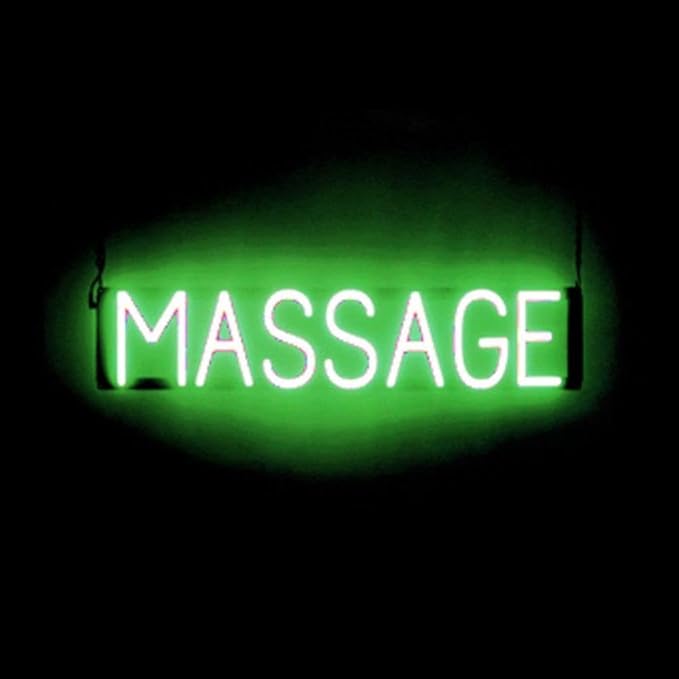 SpellBrite MASSAGE Sign | Beauty-Related Sign with Neon Look, Green LED Light Source | 29.6" x 6.3"