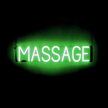 SpellBrite MASSAGE Sign | Beauty-Related Sign with Neon Look, Green LED Light Source | 29.6" x 6.3"