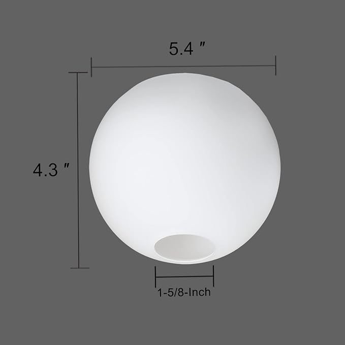 Opal White Frosted Glass Globe Lamp Shades Replacement Lampshade Cover with 1-5/8-inch for Wall Sconce Pendant Lighting G0092