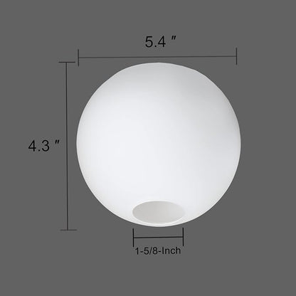 Opal White Frosted Glass Globe Lamp Shades Replacement Lampshade Cover with 1-5/8-inch for Wall Sconce Pendant Lighting G0092