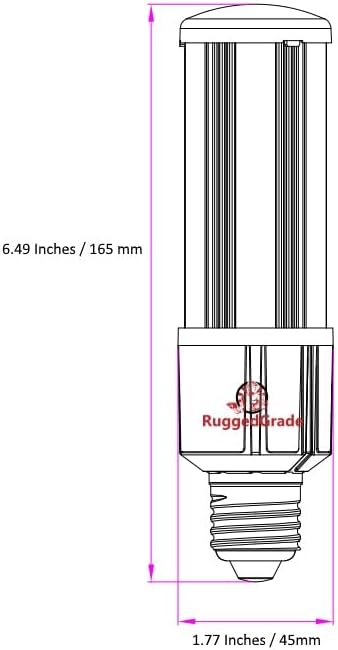 RuggedGrade Aries EV Series 12W LED Corn Bulb | 1,380 Lumens | 5000K Bright White | E26 Base | Indoor/Outdoor Light for Garage, Post Top, Barn | DLC 5.1 Premium
