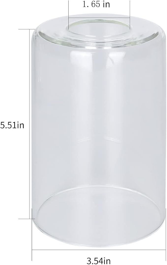 4 Pack Clear Glass Shade Covers Replacements, 5.5in Height, 3.5in Diameter, 1.65in Fitter, Eidonta Clear Cylinder Glass Lamp Shade Replacement Globe for Chandelier Pendant Wall Sconces