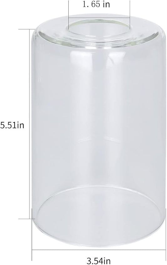4 Pack Clear Glass Shade Covers Replacements, 5.5in Height, 3.5in Diameter, 1.65in Fitter, Eidonta Clear Cylinder Glass Lamp Shade Replacement Globe for Chandelier Pendant Wall Sconces