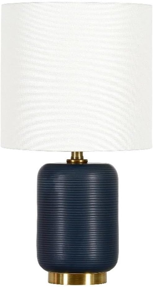 Lambert 15" Tall Ceramic Mini Lamp with Fabric Shade in Matte Navy/White