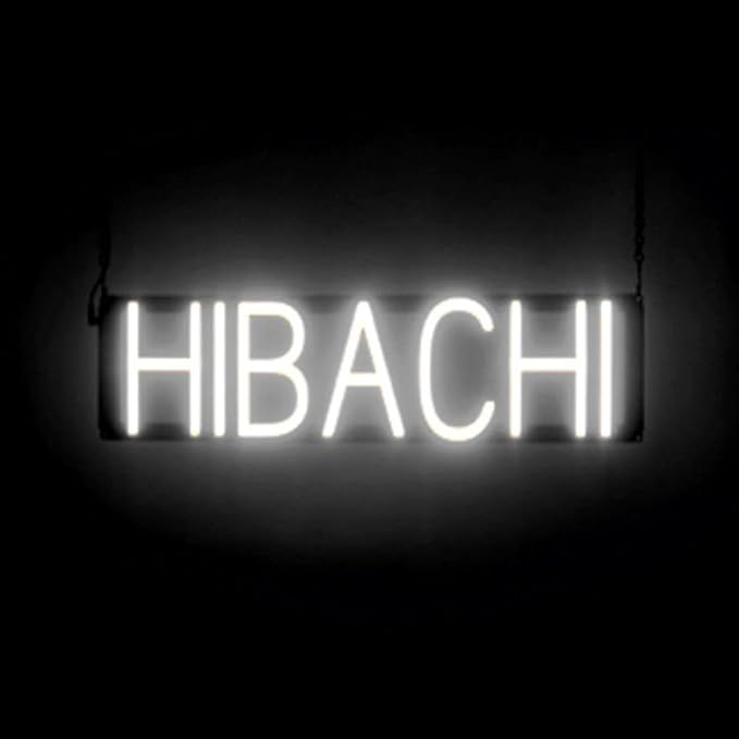 SpellBrite HIBACHI Sign | Restaurant-Related Sign with Neon Look, White LED Light | 23.2" x 6.3"
