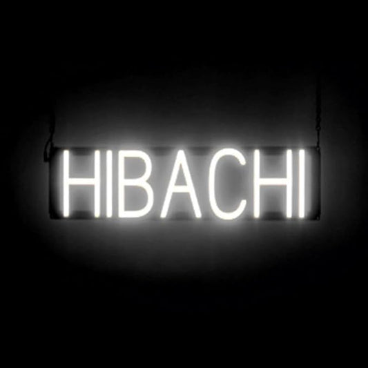 SpellBrite HIBACHI Sign | Restaurant-Related Sign with Neon Look, White LED Light | 23.2" x 6.3"