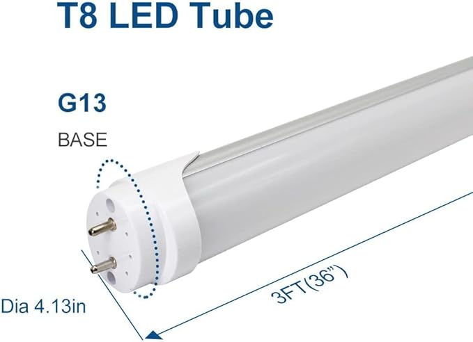 LightingWill LED T8 Light Tube 3FT, Warm White 3000K-3500K, Dual-End Powered Ballast Bypass, 2000Lumens 15W (32W Fluorescent Equivalent), Frosted Cover, AC85-265V Lighting Tube Fixtures, 1Pack