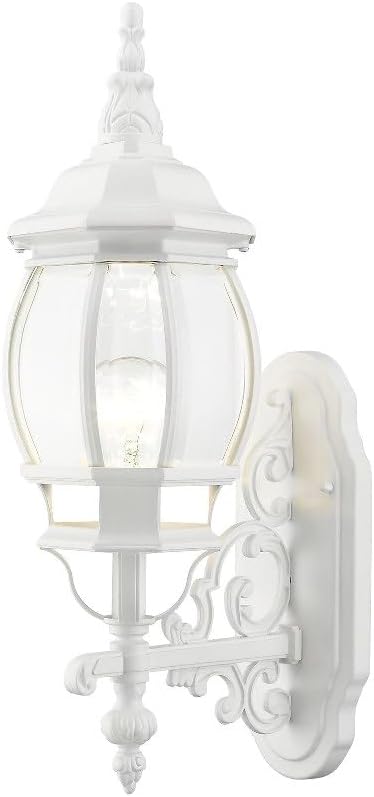 Livex Lighting 7520-13 Frontenac Traditional 1-Light Outdoor Wall Lantern with Clear Beveled Glass Shades, 21" x 7" x 21", White