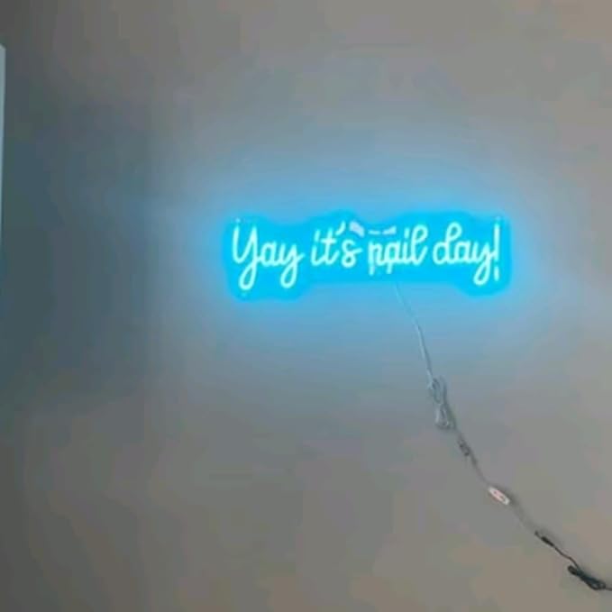 Yay It's Nail Day! Custom LED Neon Sign Night Light Wall Nail Salon Beauty Room Studio Nail Bar Decor Wedding Decoration USB Powered Personalized Gift Size:50cm
