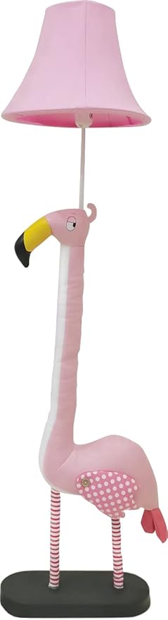 Floor Lamp, Easy-Care Artificial Leather Kids Floor Lamp for Bedroom, 51 Inch Tall Flamingo Hand-Stitched Design Standing Lamp, Package Come with an E26 LED Bulb (Pink Flamingo)