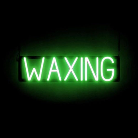 SpellBrite WAXING Sign | Beauty-Related Sign with Neon Look, Green LED Light Source | 24.7" x 6.3"
