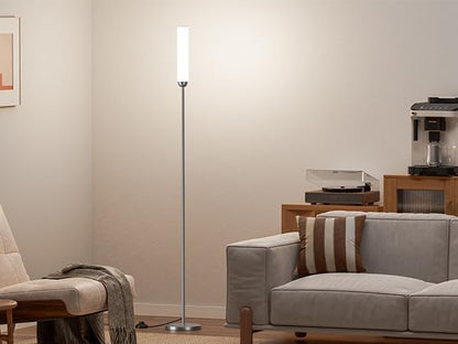Ambimall LED Floor Lamp with Remote Control, 65" Standing lamp with Stepless Adjustable 3000K-6500K Colors & 30-100% Brightness, Foot Switch(Deep Grey)