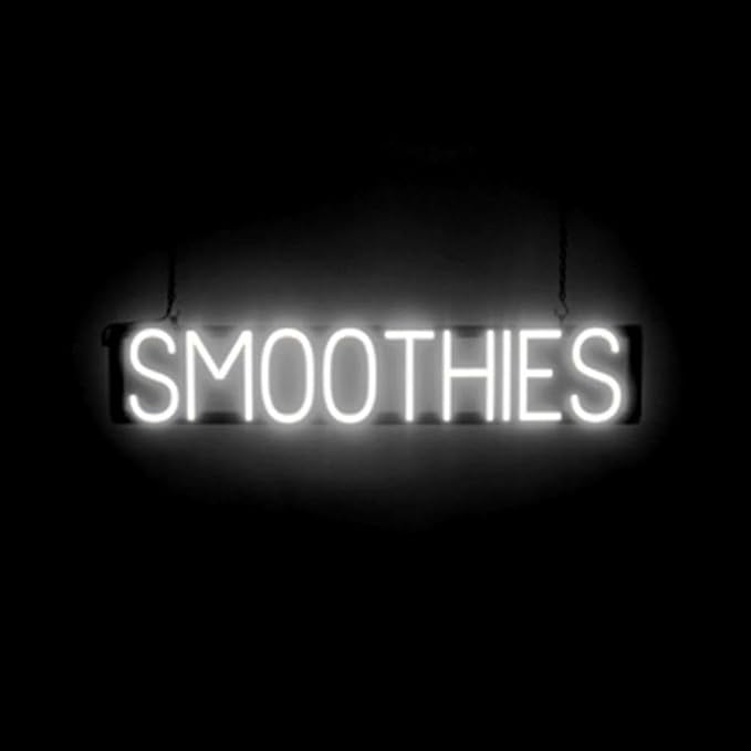 SpellBrite SMOOTHIES Sign | Cafe-Related Sign with Neon Look, White LED Light Source | 33.7" x 6.3"