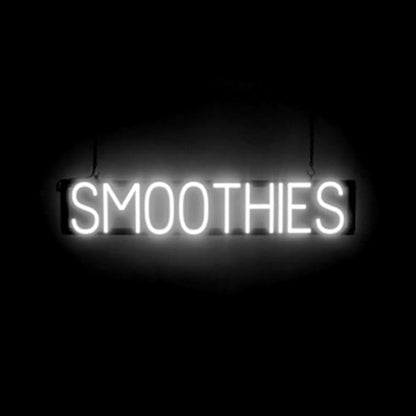 SpellBrite SMOOTHIES Sign | Cafe-Related Sign with Neon Look, White LED Light Source | 33.7" x 6.3"