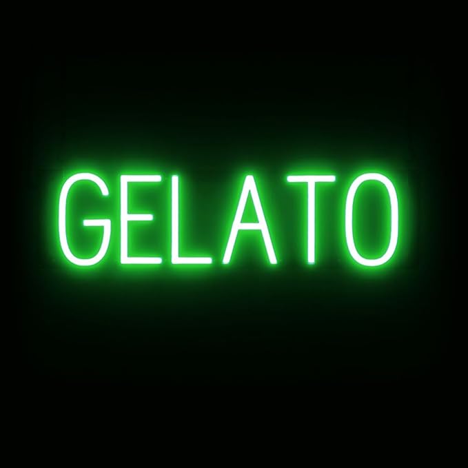 SpellBrite GELATO Sign | Treat-Related Sign with Neon Look, Green LED Light Source | 24.0" x 6.3"