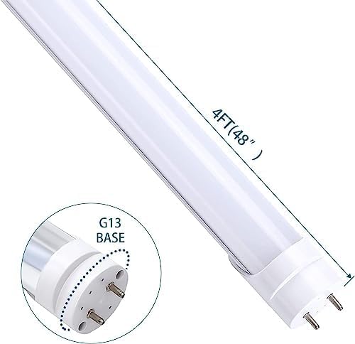 H&B Luxuries 4FT LED T8 Ballast Bypass Type B Light Tube, 18W, Single-Ended & Dual-Ended Connection, 2340LM, G13 Base,T8 T10 T12 Fluorescent Bulbs Replacement, UL & DLC - 4000K (40Pcs)