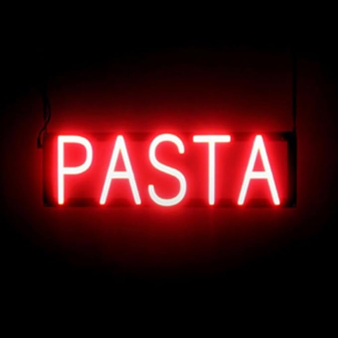 SpellBrite PASTA Sign | Restaurant-Related Sign with Neon Look, Red LED Light | 21.2" x 6.3"