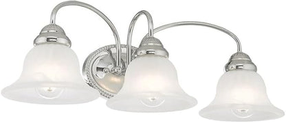 Livex Lighting 1533-05 Edgemont 3 Light Wall Sconce Chrome with White Alabaster Glass, 23.5 x 8.75 x 8