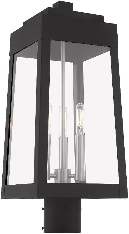 Livex Lighting 20856-04 Oslo - 20.38" Three Light Outdoor Post Top Lantern, Black Finish with Clear Glass