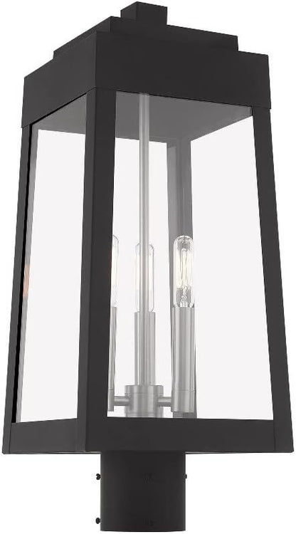 Livex Lighting 20856-04 Oslo - 20.38" Three Light Outdoor Post Top Lantern, Black Finish with Clear Glass