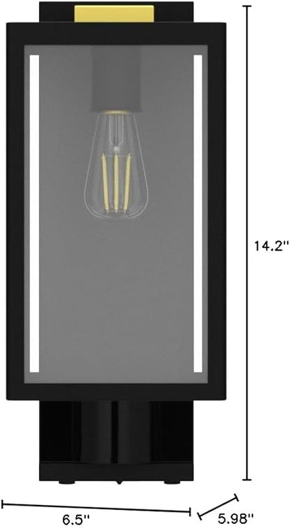 Motion Sensor Outdoor Wall Lights, Dusk to Dawn Outdoor Lighting, Modern Wall Mount Light Fixtures, 3 Modes Black Square Exterior Wall Lanterns for Outside Garage, Bulb Not Included