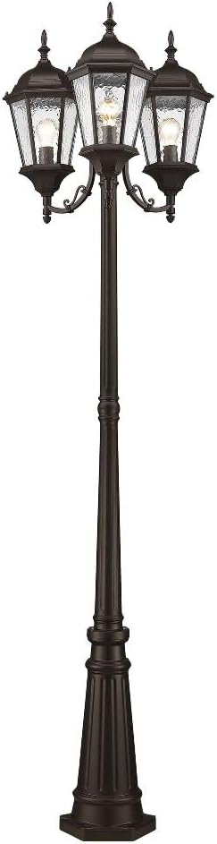 Livex Lighting 7553-07 Hamilton 3 Light Outdoor 3 Head Post, Bronze, 86" x 24.5" x 86"