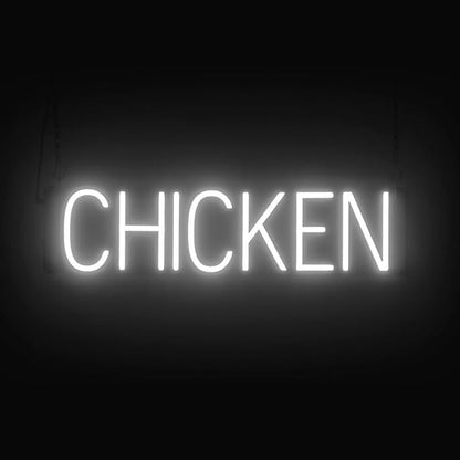 SpellBrite CHICKEN Sign | Food-Related Sign with Neon Look, White LED Light Source | 25.3" x 6.3"