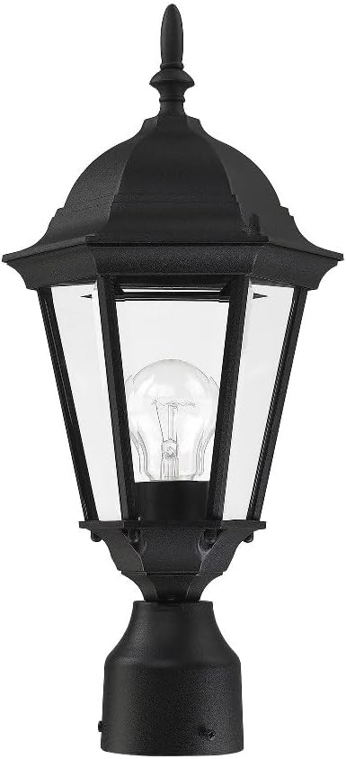 Livex Lighting 7558-14 Outdoor Post Top Light with Clear Beveled Glass Shades, 18" x 8", Black