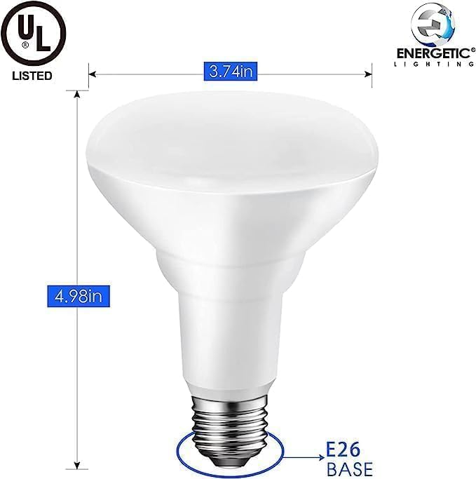 Energetic 72PK LED Flood Light Bulbs BR30, 65W Equivalent, Dimmable, Warm White 3000K, Indoor Flood Lights for Recessed Cans, UL Listed