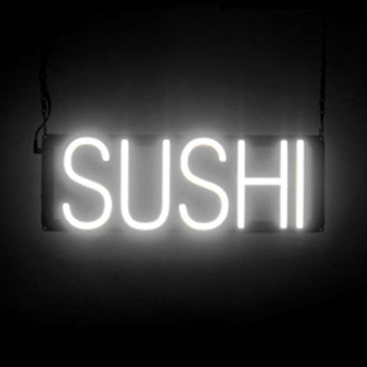 SpellBrite SUSHI Sign | Restaurant-Related Sign with Neon Look, White LED Light | 18.0" x 6.3"