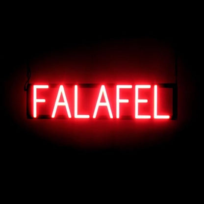 SpellBrite FALAFEL Sign | Restaurant-Related Sign with Neon Look, Red LED Light | 26.3" x 6.3"