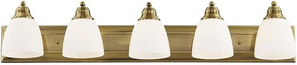 Livex Lighting 10505-91 Transitional Five Light Bath Vanity from Springfield Collection in Pwt, Nckl, B/S, Slvr. Finish, Brushed Nickel, 36 x 7 x 7