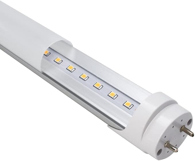 LightingWill LED T8 Light Tube 4FT, Warm White 3000K-3500K, Dual-End Powered Ballast Bypass, 2000Lumen 18W (40W Equivalent Fluorescent Replacement), Frosted Cover, AC85-265V Lighting Fixture, 1Pack