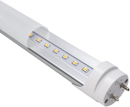 LightingWill LED T8 Light Tube 4FT, Warm White 3000K-3500K, Dual-End Powered Ballast Bypass, 2000Lumen 18W (40W Equivalent Fluorescent Replacement), Frosted Cover, AC85-265V Lighting Fixture, 1Pack