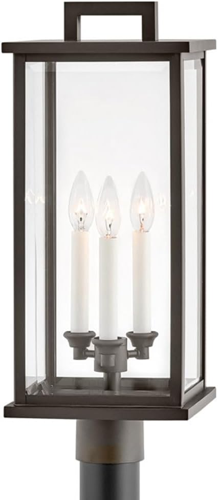 Hinkley Weymouth Collection Three Light Outdoor Large Post Top or Pier Mount Lantern, Oil Rubbed Bronze