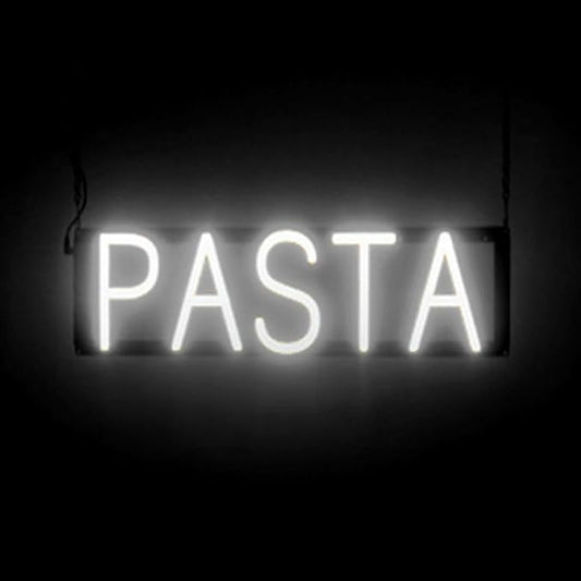 SpellBrite PASTA Sign | Restaurant-Related Sign with Neon Look, White LED Light | 21.2" x 6.3"