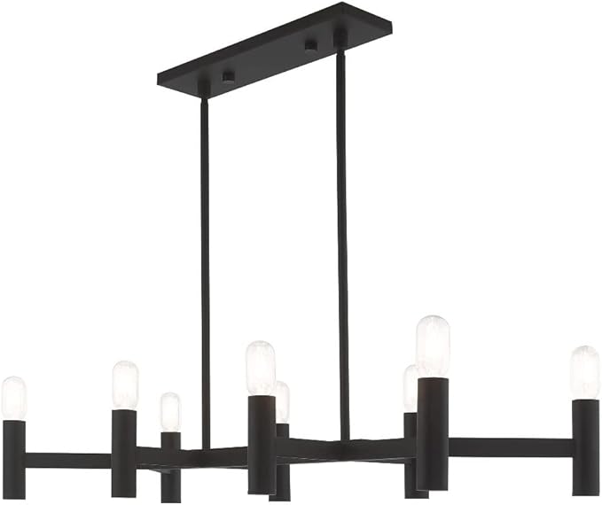 Livex Lighting 51138-91 Copenhagen - Eight Light Linear Chandelier, Brushed Nickel Finish