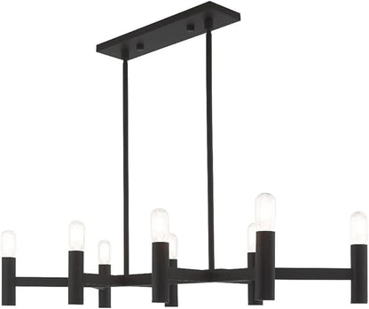 Livex Lighting 51138-91 Copenhagen - Eight Light Linear Chandelier, Brushed Nickel Finish