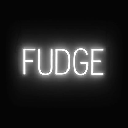 SpellBrite FUDGE Sign | Treat-Related Sign with Neon Look, White LED Light Source | 19.9" x 6.3"