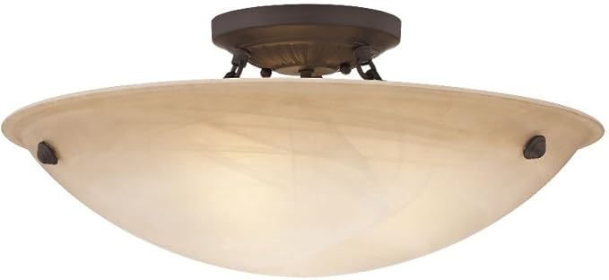 Livex Lighting 5626-07 Home Basics 3 Light Bronze Semi Flush Mount with Honey Alabaster Glass