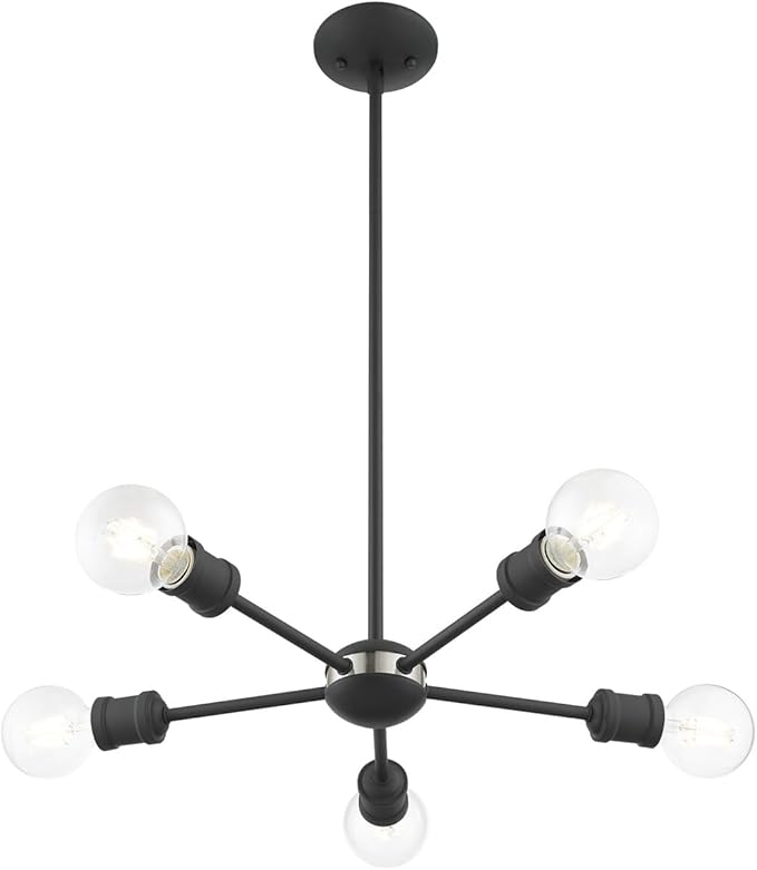 Livex Lighting 46135-76 5 Light Scandinavian Gray Chandelier