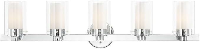Livex Lighting 15455-91 Manhattan 5-Light Bath Light, Brushed Nickel, 35.5 x 6 x 8.75