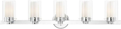 Livex Lighting 15455-91 Manhattan 5-Light Bath Light, Brushed Nickel, 35.5 x 6 x 8.75