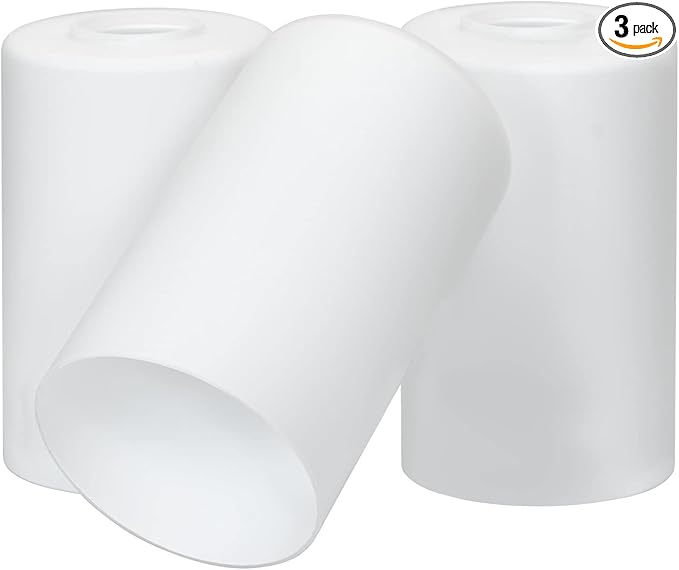 Kira Home 7" Cylinder Glass Shades, Opal Replacement Glass, 1-5/8" Fitter Opening for Threaded Medium Base Socket, 6.75" x 4", 3-Pack
