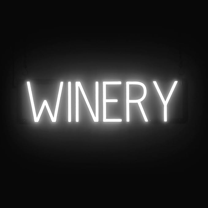 SpellBrite WINERY Sign | Wine-Related Sign with Neon Look, White LED Light Source | 23.6" x 6.3"